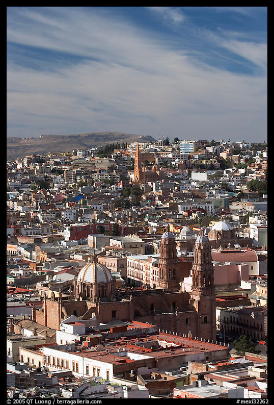 View of the cathedral and town. Zacatecas, Mexico