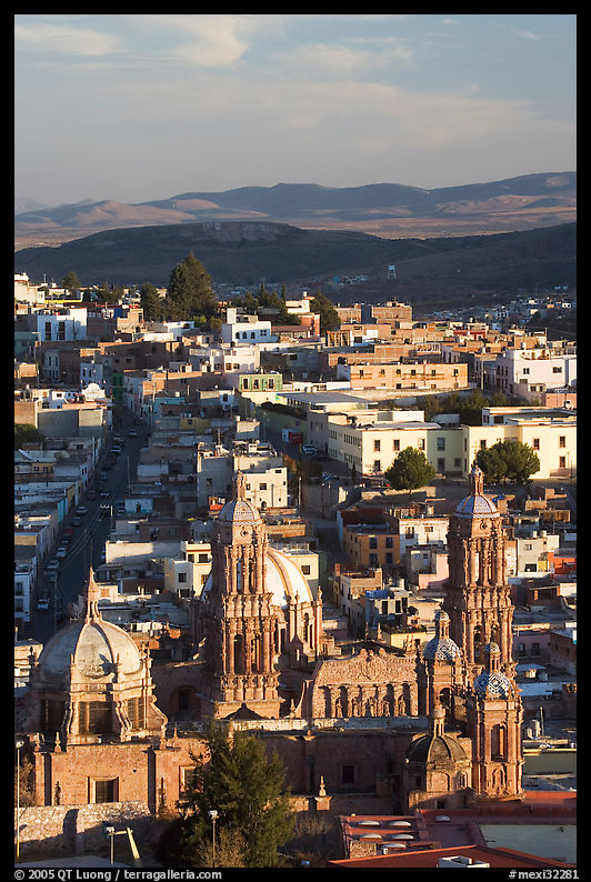 Cathedral and town, late afternoon. Zacatecas, Mexico