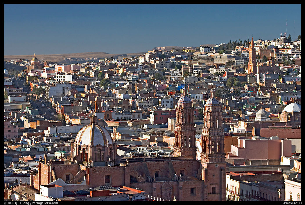 Panoramic view of Cathedral and town, morning. Zacatecas, Mexico