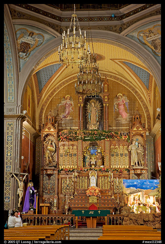 Decorated church altar. Guanajuato, Mexico