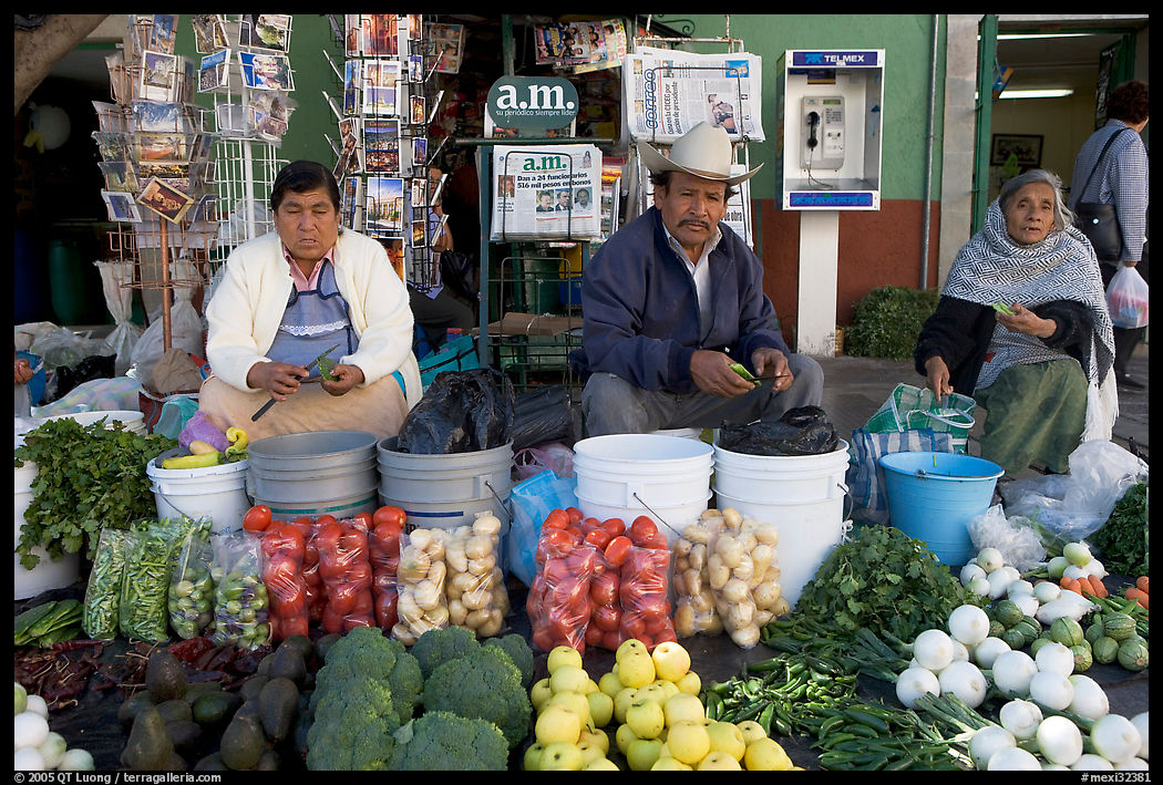 Fruit and vegetable vendors on the street. Guanajuato, Mexico