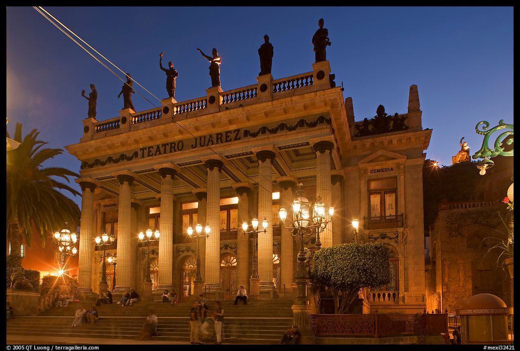 Teatro Juarez at night. Guanajuato, Mexico