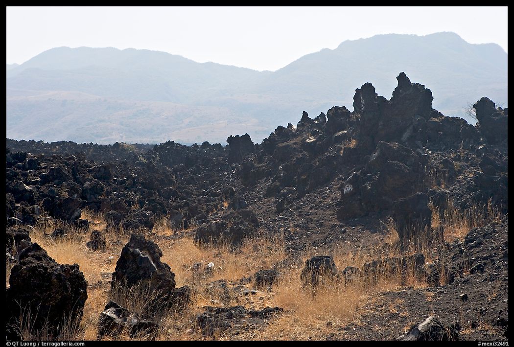 Hardened lava and hills. Mexico