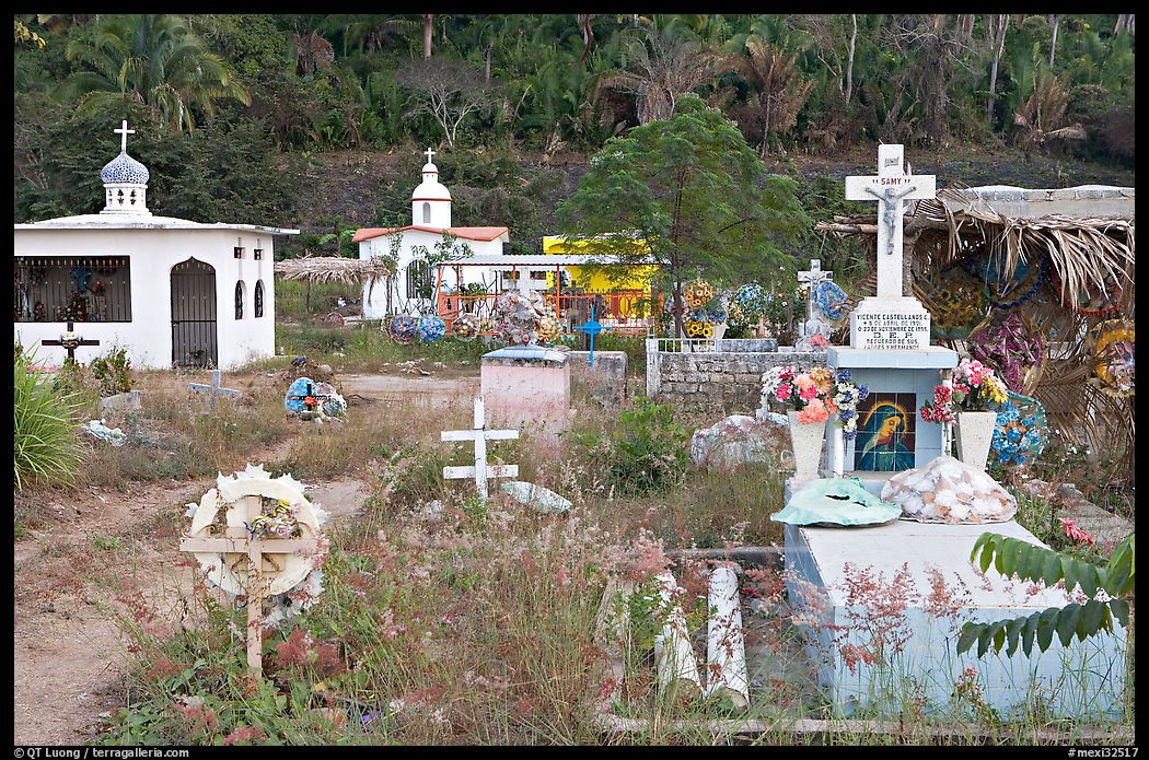 Cemetery with tombs of all shapes and sizes. Mexico