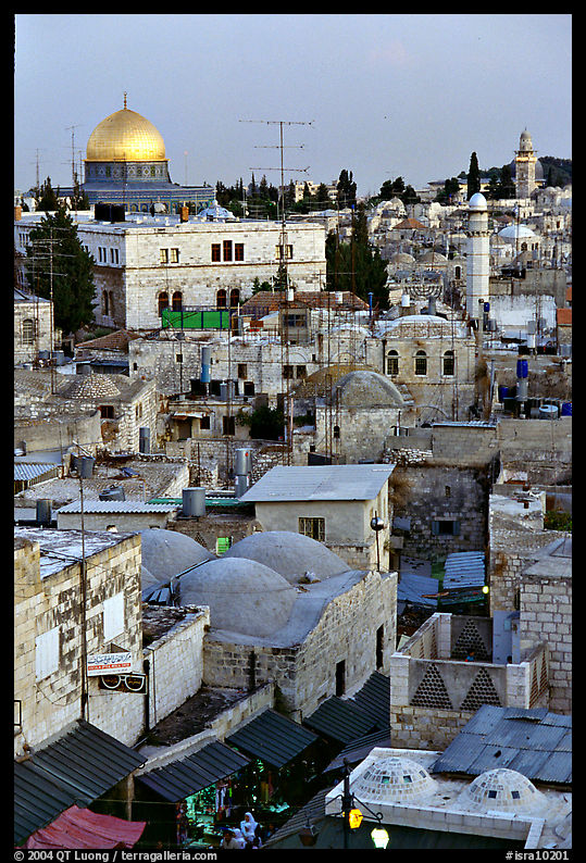 Old town rooftops and Dome of the Rock. Jerusalem, Israel