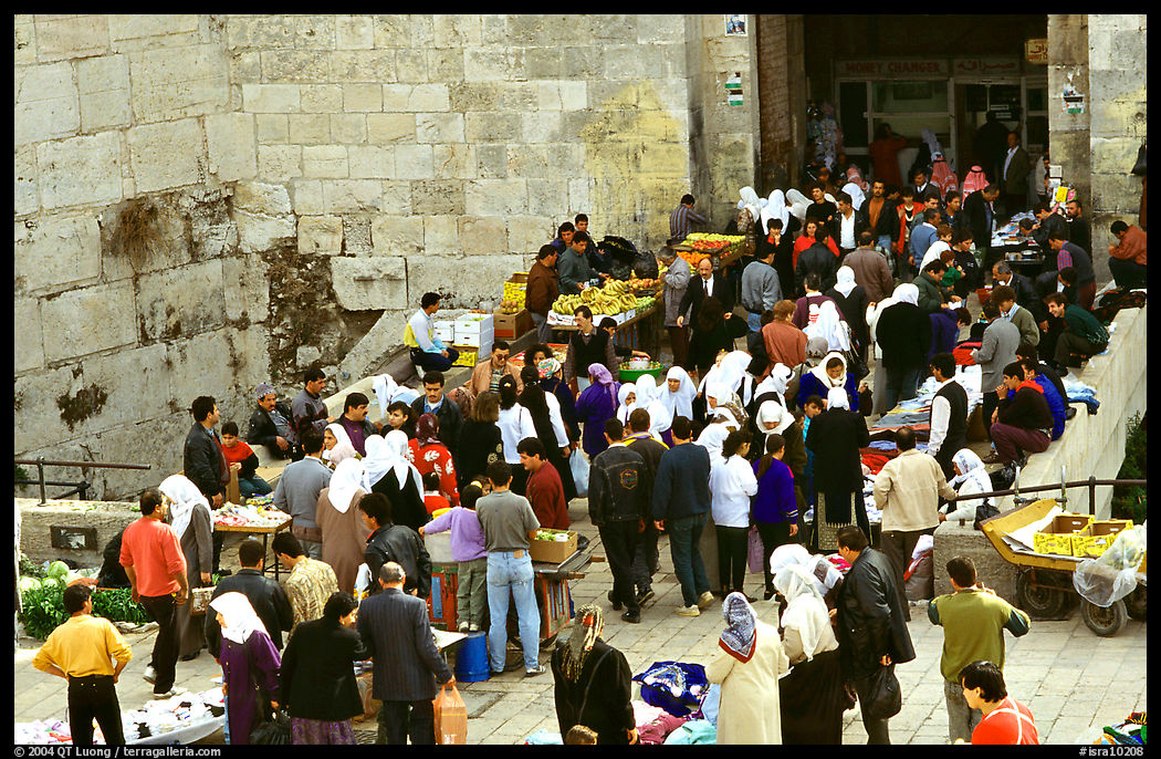 Crowds outside Damascus Gate. Jerusalem, Israel