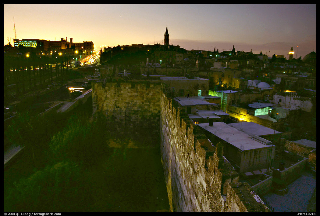Old town remparts at dusk. Jerusalem, Israel