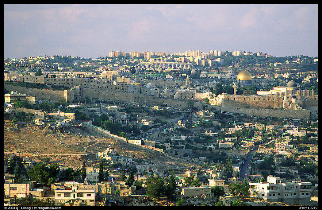 Old town skyline with remparts and Dome of the Rock. Jerusalem, Israel