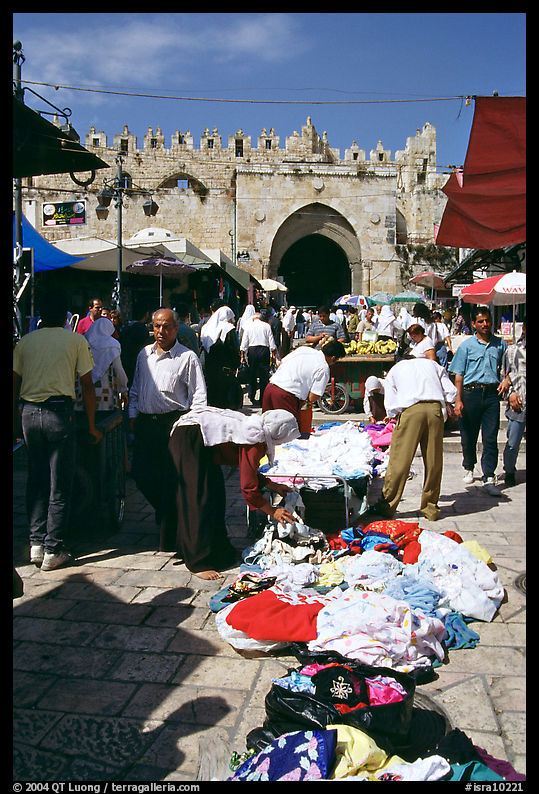 Street market inside the old town next to the remparts. Jerusalem, Israel