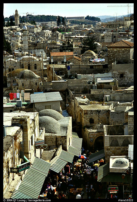 Crowded streets and roofs of the old town. Jerusalem, Israel