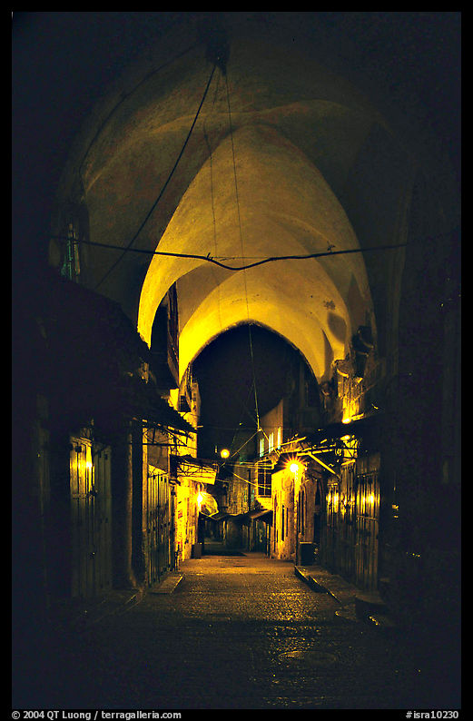 Alley at night, old town. Jerusalem, Israel