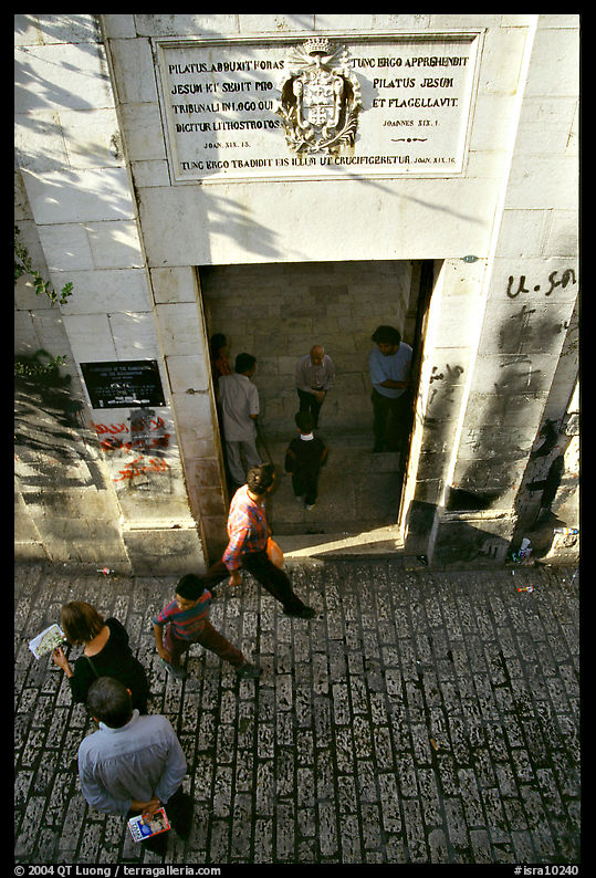 One of the stations of the Cross on the Via Dolorosa. Jerusalem, Israel