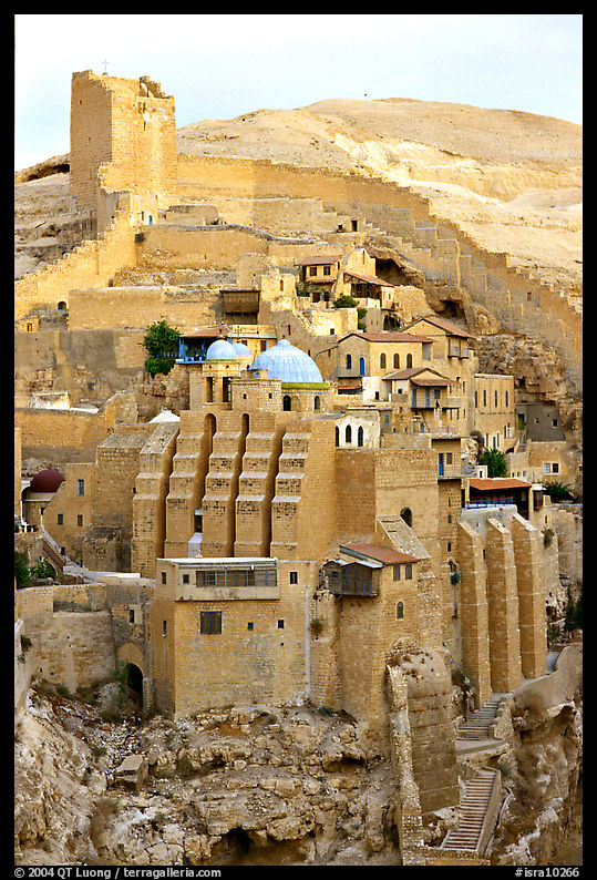 Fortified walls of the Mar Saba Monastery. West Bank, Occupied Territories (Israel)
