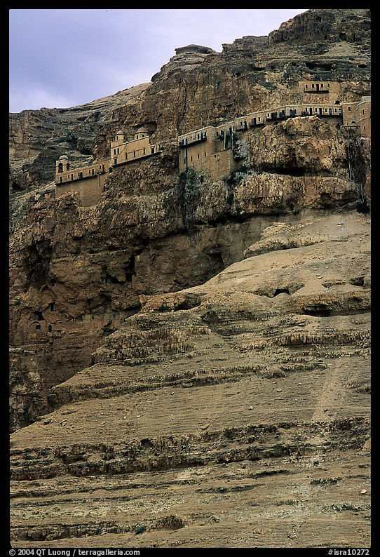 Monastery perched on the side of a steep clif. West Bank, Occupied Territories (Israel)