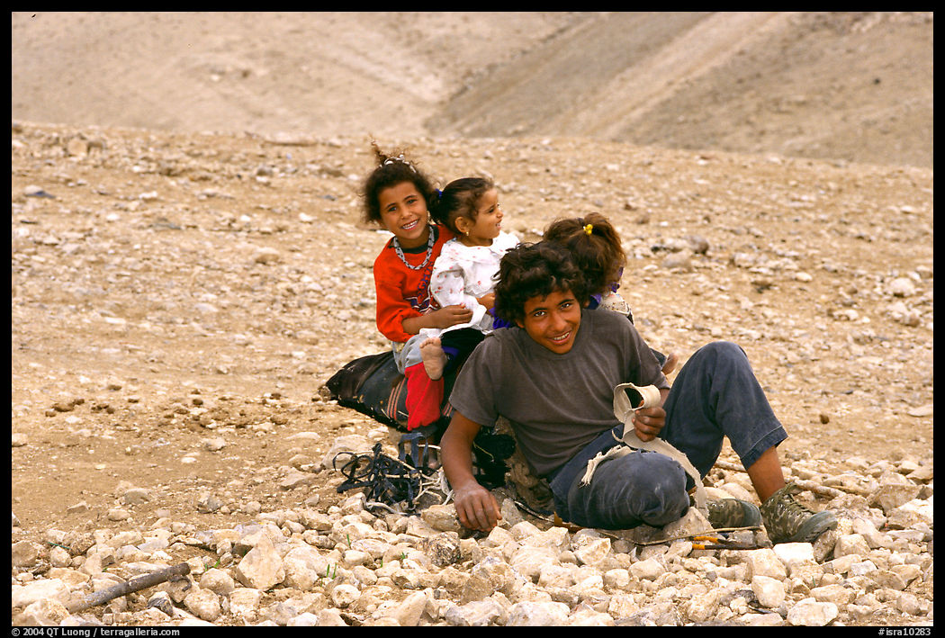 Bedouin children playing, Judean Desert. West Bank, Occupied Territories (Israel)