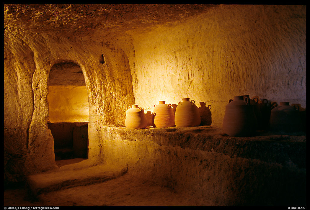 Jars in underground chamber, Avdat. Negev Desert, Israel