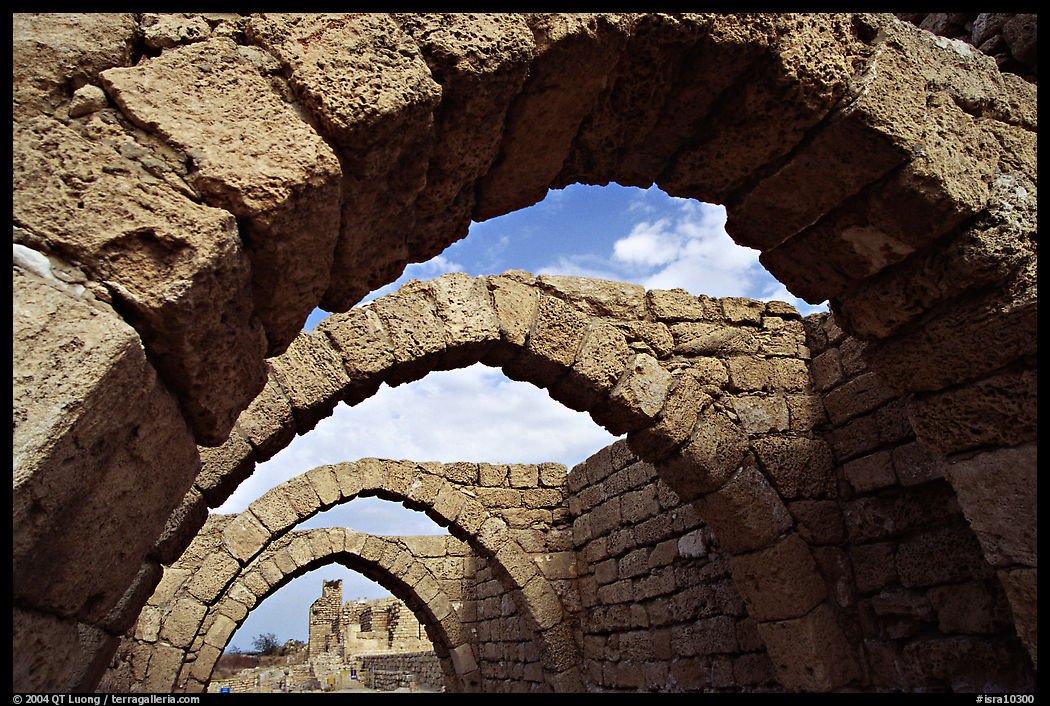 Ancient arches, Crusader City,  Caesarea. Israel