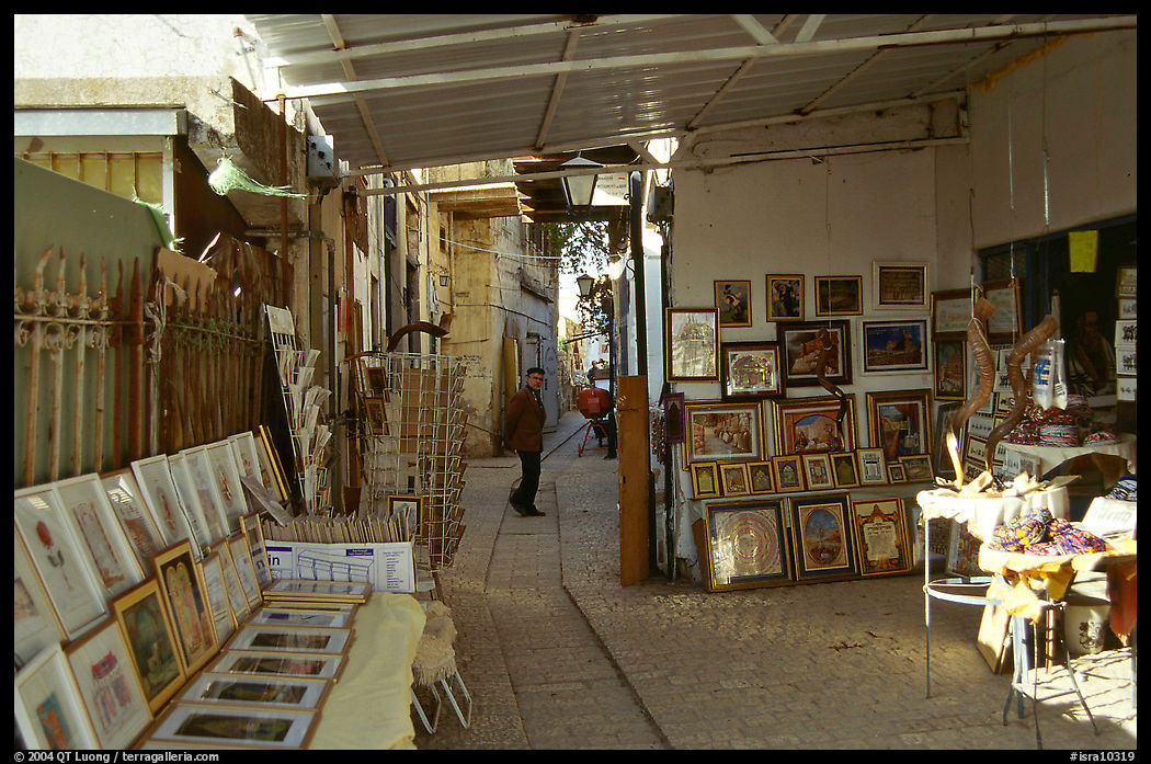 Paintings in Artist's shop, Artist Quarter, Safed (Zefad). Israel