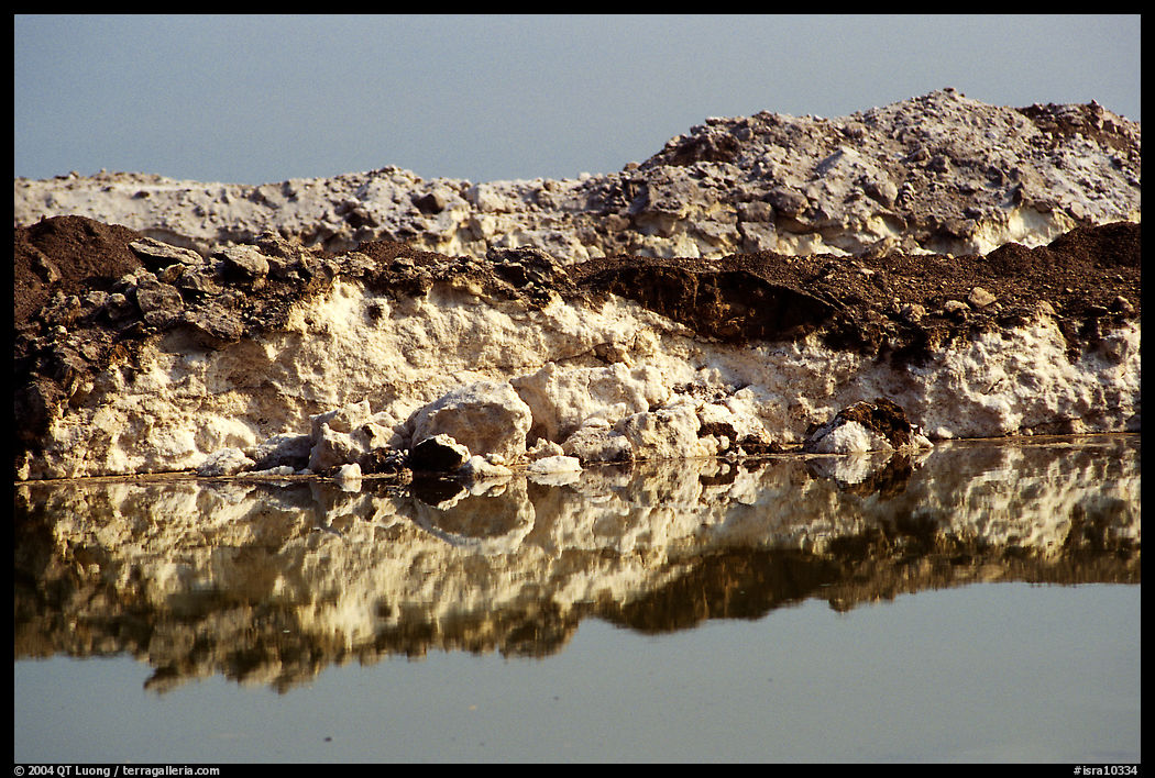 Salt formations reflected in the Dead Sea. Israel