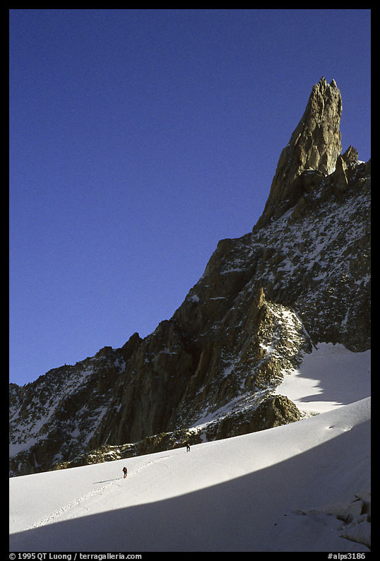 Approaching Dent du Geant, Mont-Blanc Range, French Alps.