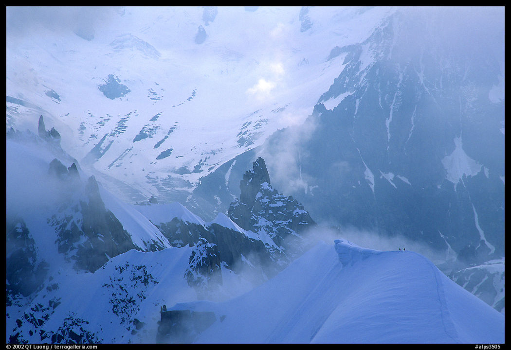Alpinists on the  Midi-Plan ridge.