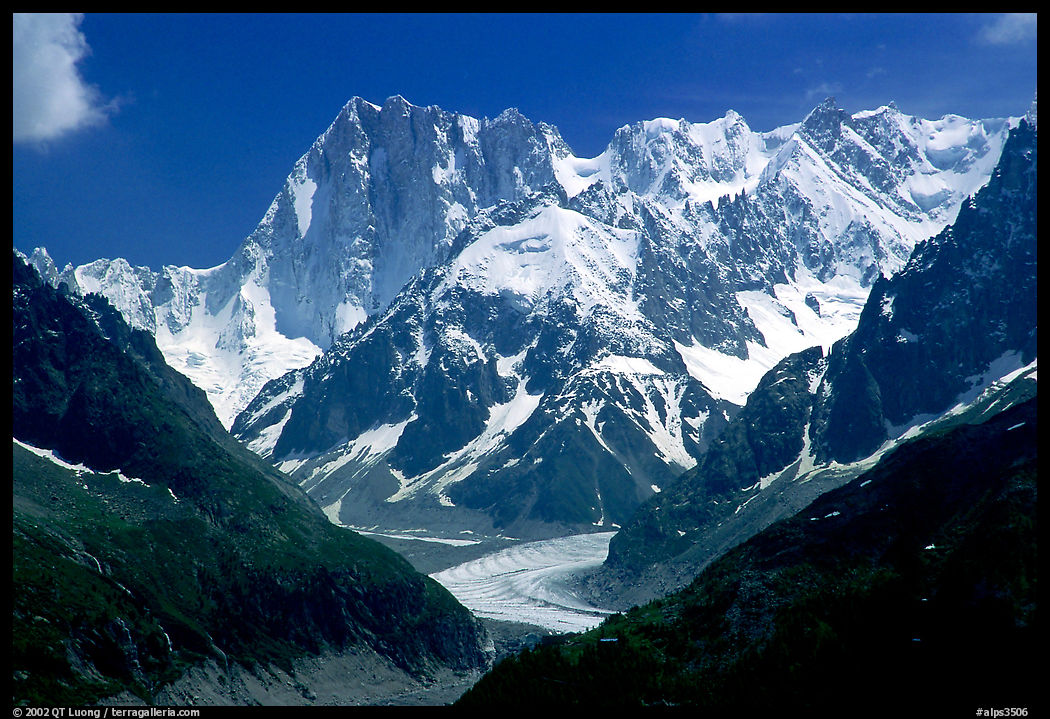 Grandes Jorasses and aretes de Rochefort seen from the Aiguilles Rouges, French Alps.