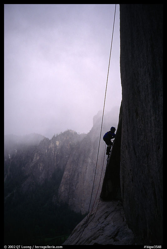 During a stormy day on an attempt  on  Mescalito, El Capitan. Yosemite, California