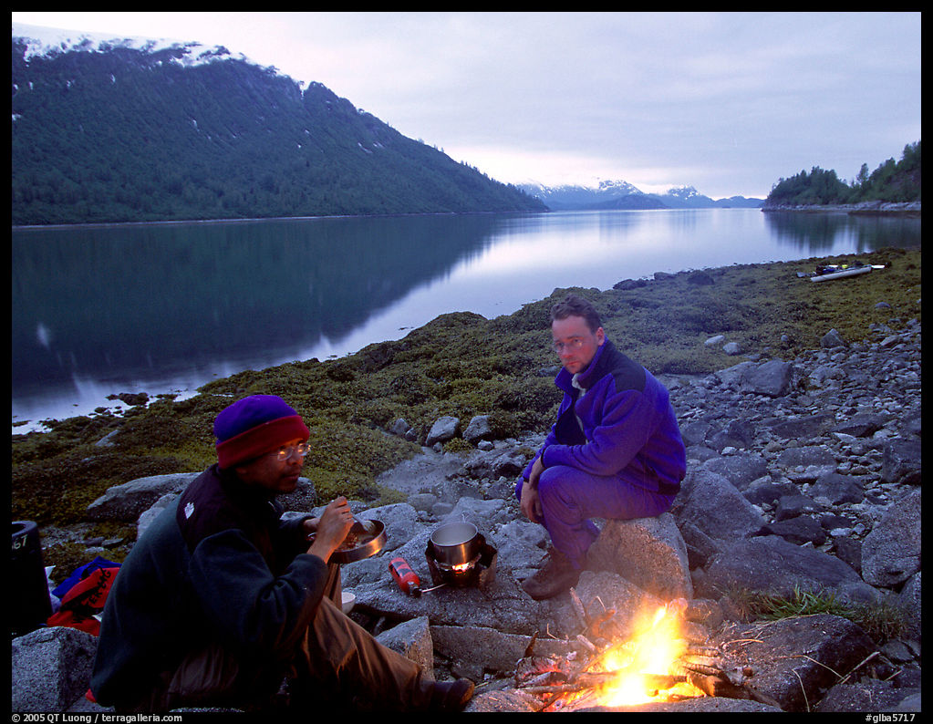 Campfire in Charpentier Inlet. Glacier Bay National Park, Alaska