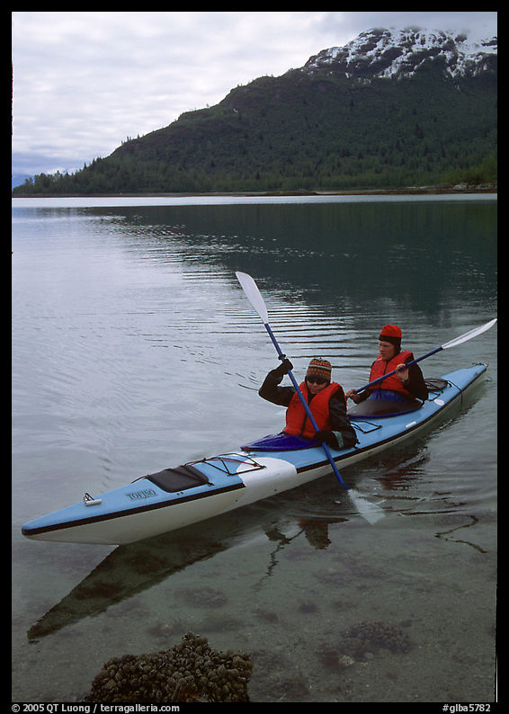 Kayakers in Hugh Miller Inlet. Glacier Bay National Park, Alaska