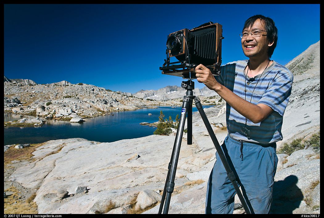 [photo by Buddy Squires] Large format photographer with camera, Dusy Basin. Kings Canyon National Park, California