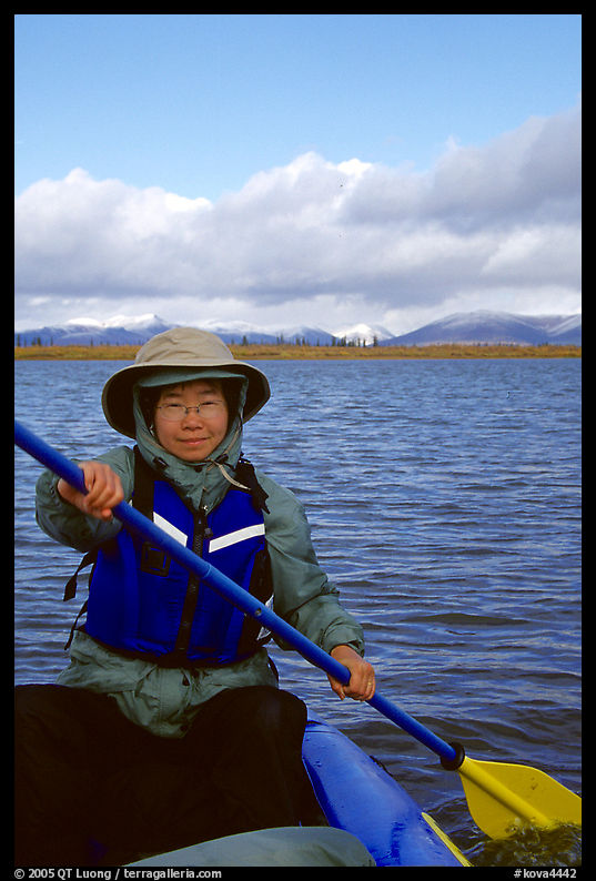 Canoeist Paddling on the Kobuk River. Kobuk Valley National Park, Alaska