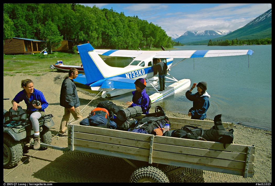 Getting ready to load the floatplane with the backpacking gear. Lake Clark National Park, Alaska