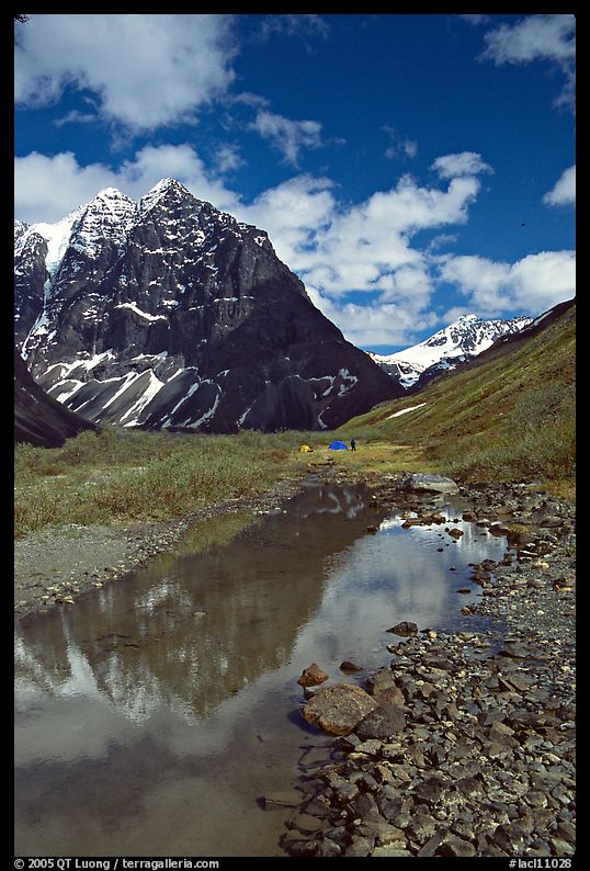 Camp below the Telaquana Mountains. Lake Clark National Park, Alaska
