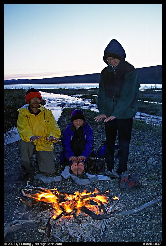 Campfire next to Turquoise Lake. Lake Clark National Park, Alaska