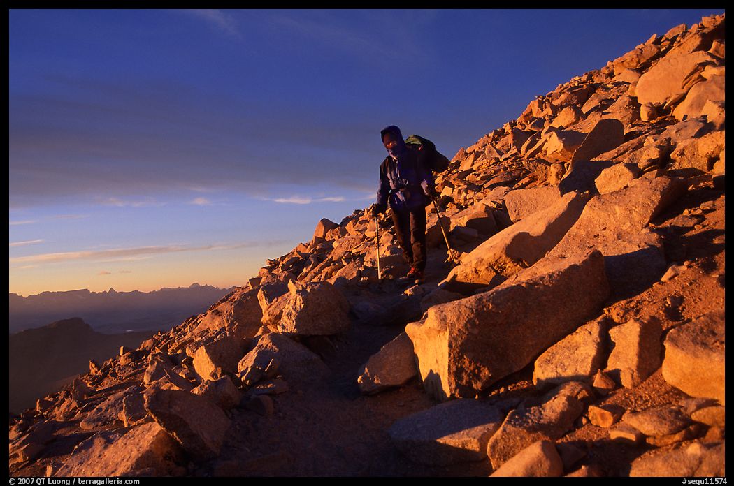 Descending Mt Whitney trail near sunset. Sequoia National Park, California