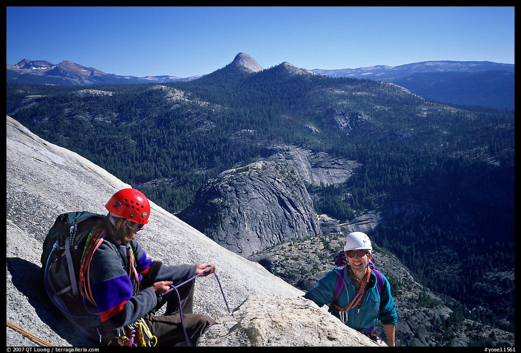 Climbing the Snake Dike route, Half-Dome. Yosemite National Park, California