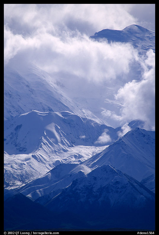Mt Mc Kinley in the clouds from Wonder Lake area. Denali  National Park, Alaska, USA.