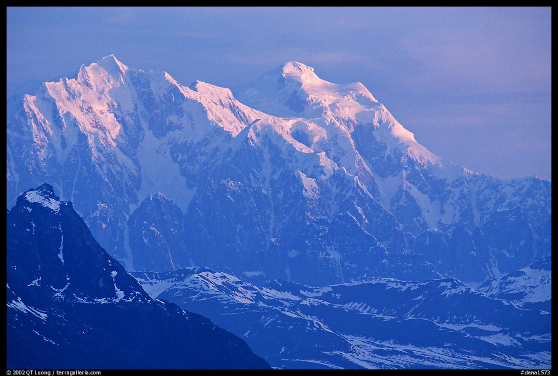 Mt Huntington and Mt Hunter at sunrise from DenaliState Park. Denali  National Park