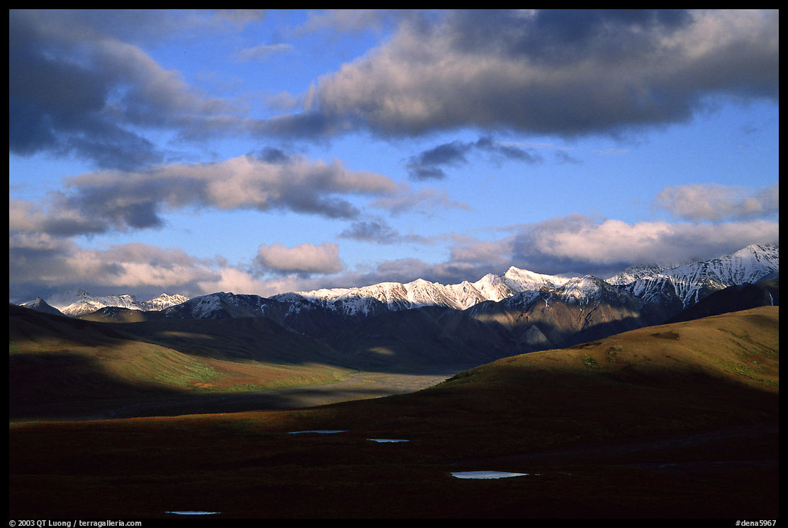 Alaska Range and clouds from Polychrome Pass, evening. Denali  National Park