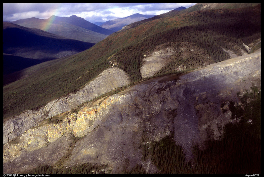 Aerial view of cliff and mountain side. Gates of the Arctic National Park
