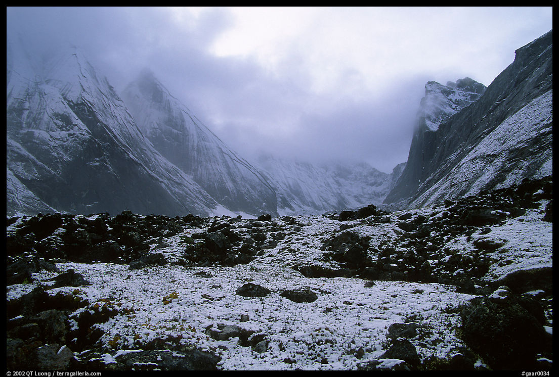Fresh snow dusts the Arrigetch Peaks. Gates of the Arctic National Park