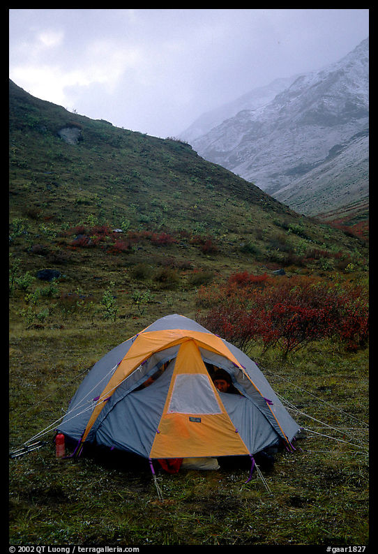 Camping in Arrigetch Valley. Gates of the Arctic National Park, Alaska