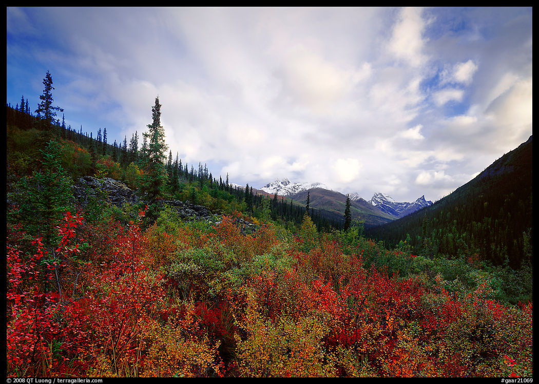 Arrigetch valley and clouds. Gates of the Arctic National Park, Alaska, USA.