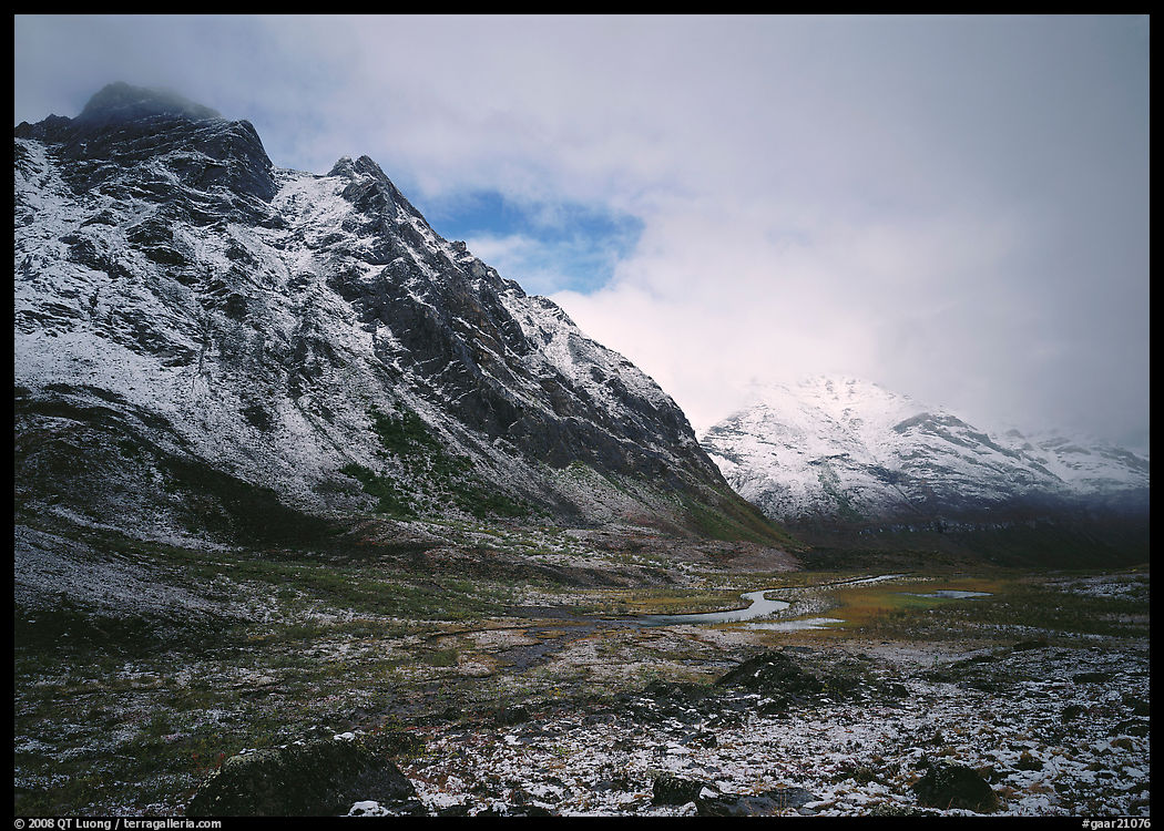 Valley and mountains, clearing storm. Gates of the Arctic National Park, Alaska, USA.