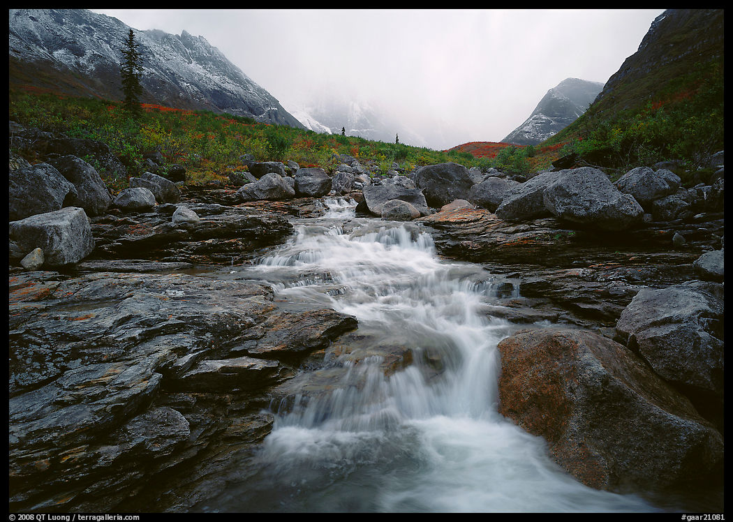 Stream and Arrigetch Peaks. Gates of the Arctic National Park, Alaska, USA.