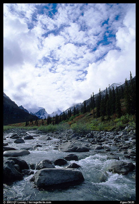 Clouds above Arrigetch Creek. Gates of the Arctic National Park, Alaska, USA.