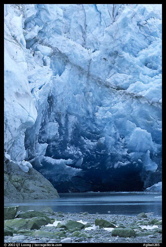 Ice cave at the base of Lamplugh glacier. Glacier Bay National Park, Alaska, USA.