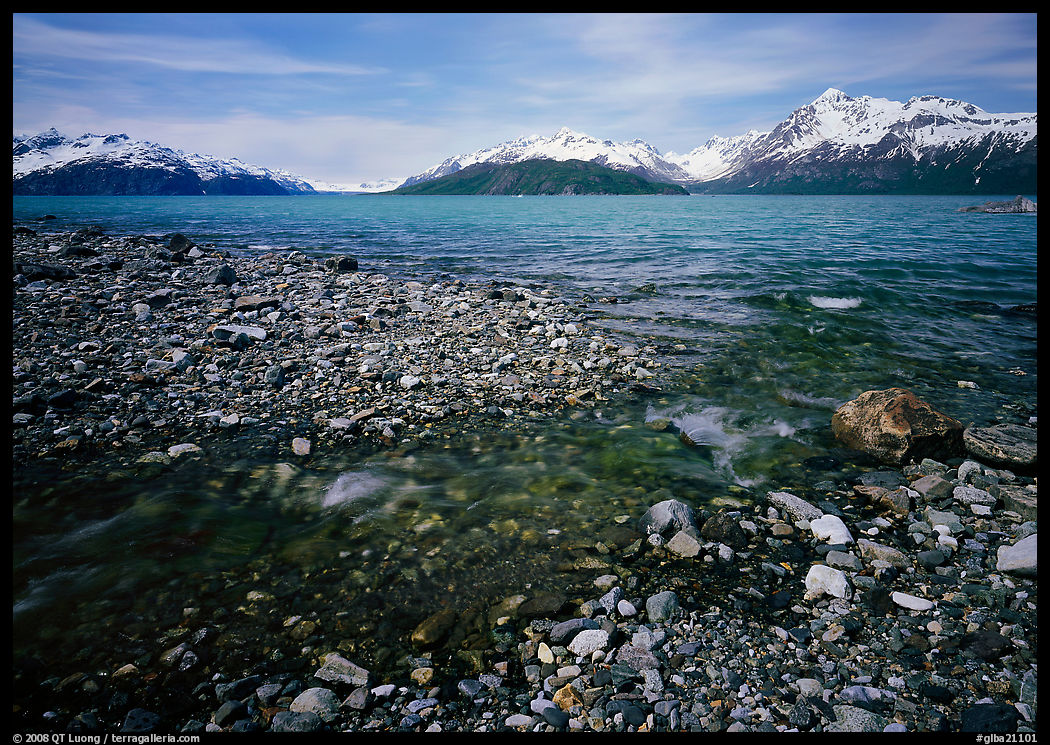 Stream and West arm. Glacier Bay National Park, Alaska, USA.