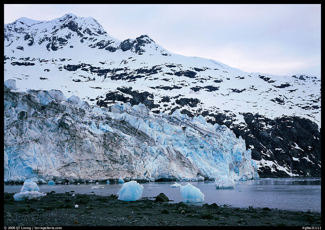 Lamplugh glacier and Mt Cooper. Glacier Bay National Park, Alaska, USA.