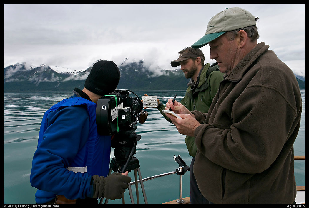Team begins filming a movie sequence. Glacier Bay National Park, Alaska, USA.